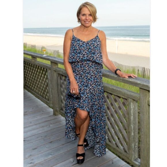 INTERMIX RUFFLED HIGH-LOW DRESS LAYLA NAVY LEAF PRINT SILK SIZE SMALL - Picture 9 of 13